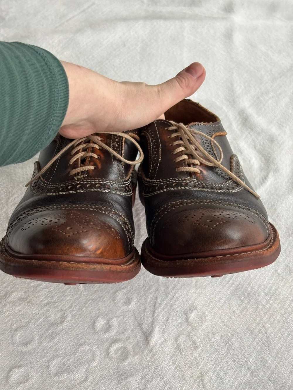 Allen Edmonds Strandmok Cap Toe Brogue Heritage Dark Brown Oxfords Size10/10,5